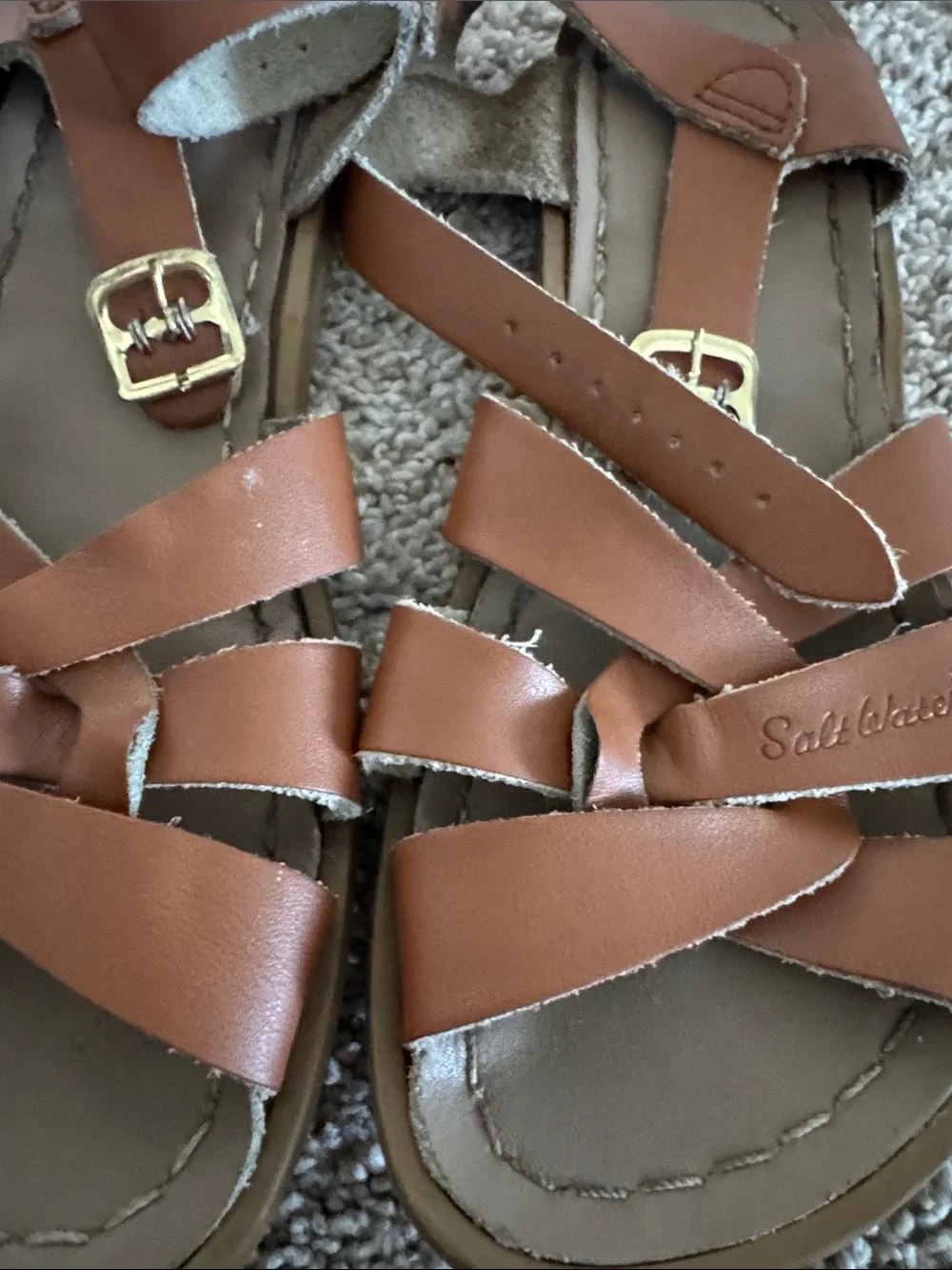 Salt Water Sandals by Hoy Tan Leather Strappy Kids Sandals